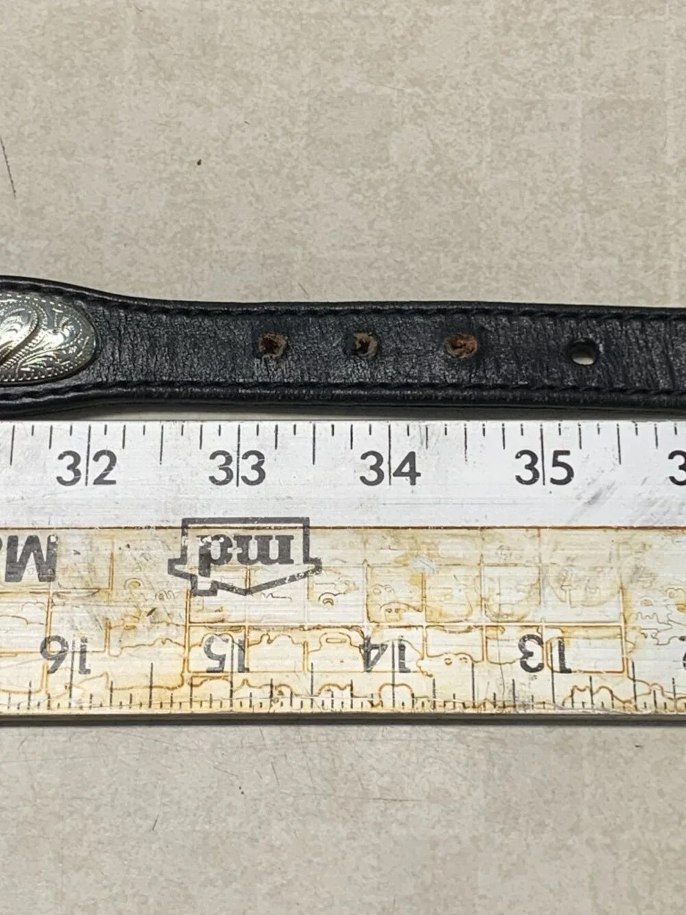 Women's 36 SILVER CREEK CLASSICS Black Western Leather Concho Belt & Buckle